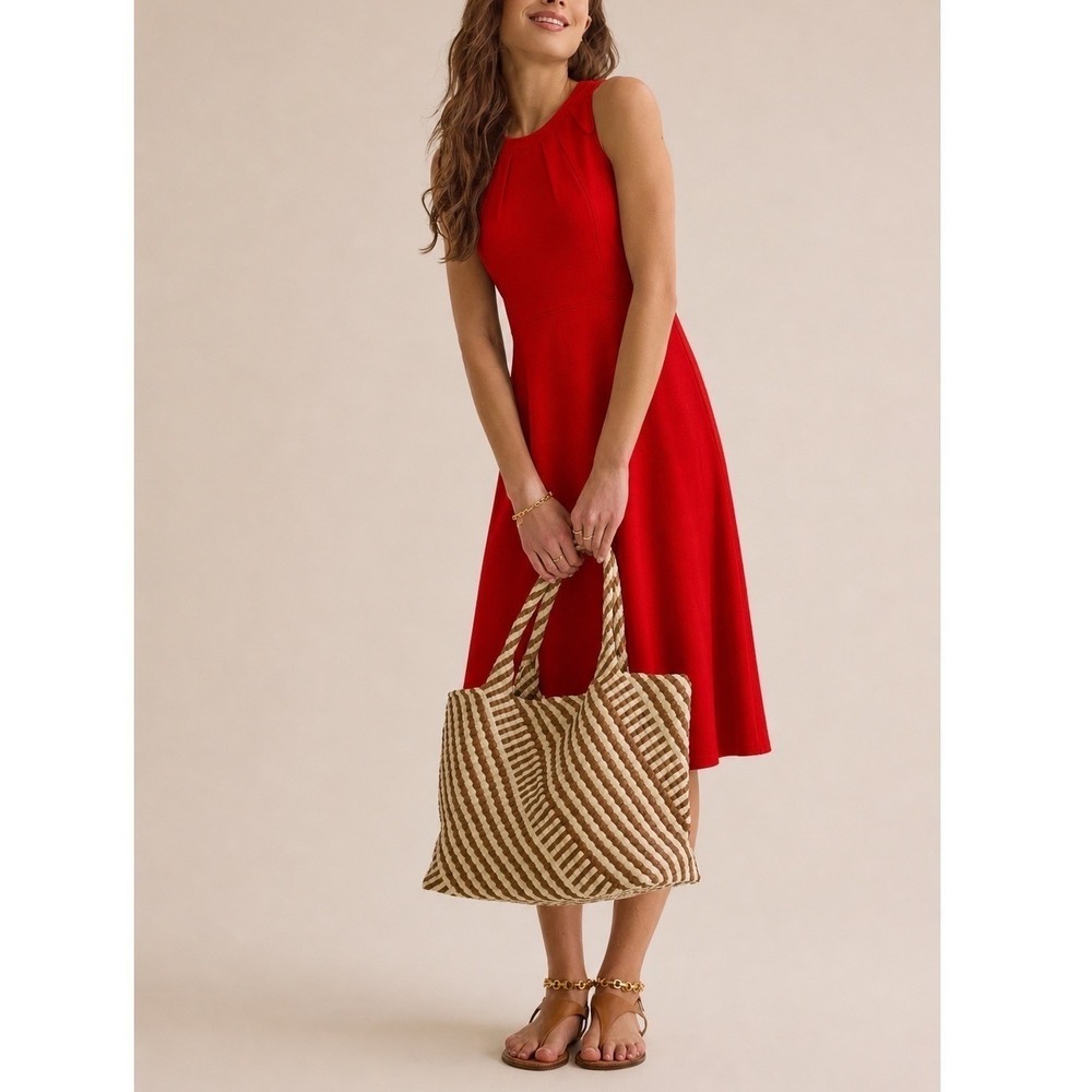 Talbots Orange/Red Sleeveless A-Line Dress with Back Zipper